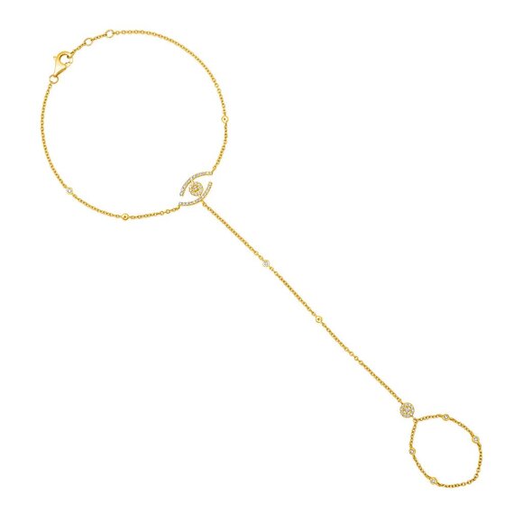 Evil Eye Diamonds 14K Yellow Gold 55 Diamond Hand Chain